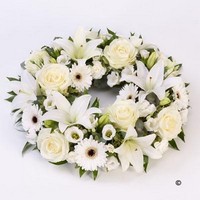 Rose and Lily Wreath   White
