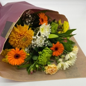 Autumn Gift Wrapped Bouquet of flowers